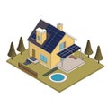 Solar panels installation on family house roof Royalty Free Stock Photo